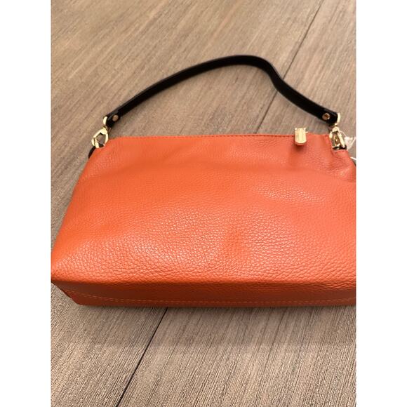 Valentina Convertible Crossbody shoulder Bag Pebbled Tan Brown Italy Nwt Rust - Picture 10 of 14